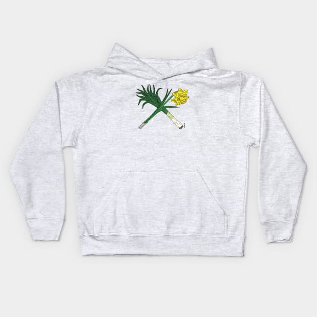 Leek and Daffodil Crossed Kids Hoodie by AzureLionProductions